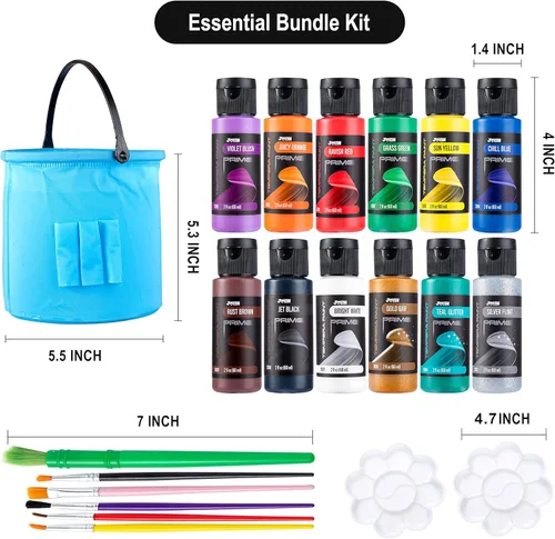 Miniatura 6 de JOYIN Juego de 12 pinturas de témpera lavables para niños (2 onzas cada uno), 6 pinceles, 2 paletas y 1 cubo de lavado elástico, pintura líquida