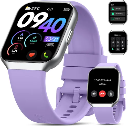 Miniatura 10 de Reloj inteligente para hombres y mujeres (respuesta/hacer llamadas), reloj de seguimiento de fitness de 1.96 pulgadas, resistente al agua IP68