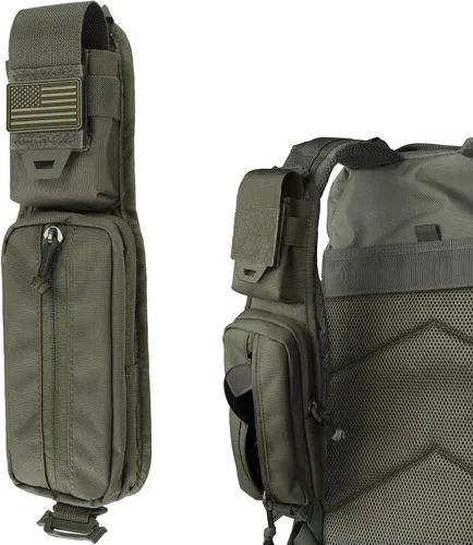 Miniatura 10 de WYNEX Bolsa de accesorios Molle de doble cremallera, bolsa de bolsillo para mochila, correa para el hombro, accesorio Molle, accesorios tácticos
