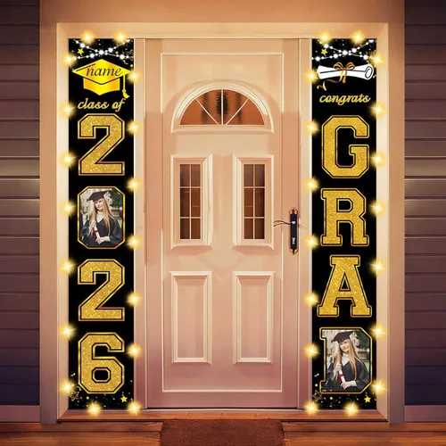Miniatura 36 de Decoraciones personalizadas para fiestas de graduación 2026 – Cartel de felicitación de graduación grande – Cartel de fondo de graduación