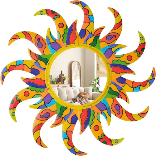 Espejos coloridos espejos de pared para dormitorio y decoración del hogar, espejo con marco de metal de 25 pulgadas, decoración minimalista moderna