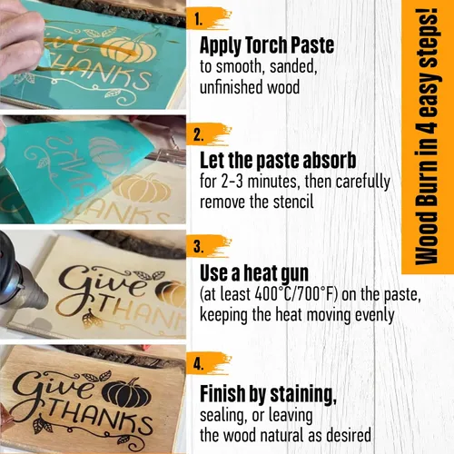 Miniatura 4 de Torch Paste - La pasta original para quemar madera Fabricada en EE. UU. Pasta no tóxica activada por calor para manualidades y grabado