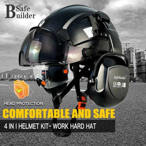 Miniatura 2 de SAFEBUILDER Casco de Seguridad Industrial con Visera Orejeras Casco Duro con Visera Cascos Duros Ventilados Trabajo de Construcción Protección