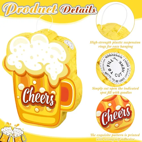 Miniatura 3 de Panelee Piñata para adultos con borla con borla para los ojos vendados, taza de cerveza, piñata, whisky, tequila, juego de botellas para adultos