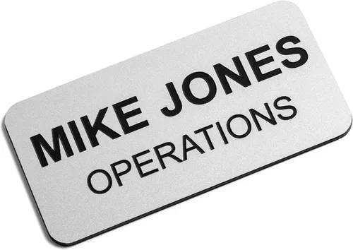 Miniatura 22 de Insignias de identificación con nombre grabadas personalizadas: identificación personalizada con pin o respaldo magnético, 1 pulgada x 3 pulgadas