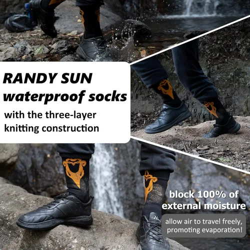 Miniatura 3 de RANDY SUN Calcetines impermeables de lana merino para senderismo, unisex, ligeros, transpirables, multideporte, 1 par