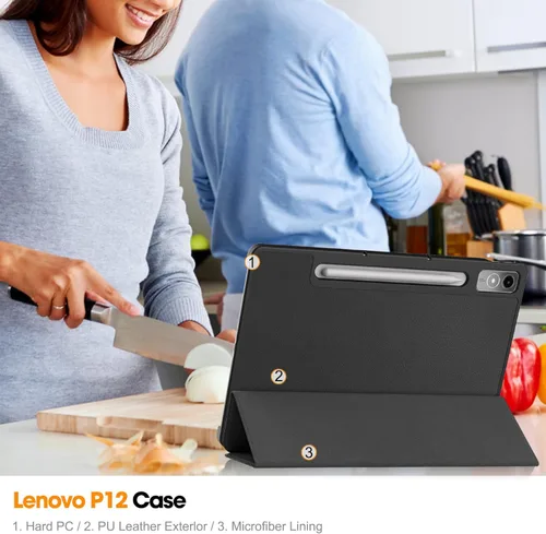 Miniatura 7 de Gylint Funda inteligente de piel sintética ultrafina para Lenovo Tab P12 Pro (2ª generación), P12, Xiaoxin Pad Pro de 12.7 pulgadas 2024, funda