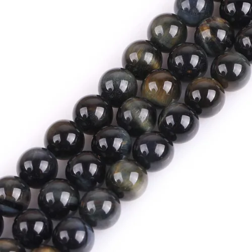 Miniatura 114 de GEM-Inside Cuentas sueltas de piedra natural de lava negra de 8 mm, redondas, piedra de energía para hacer joyas 15' Negro