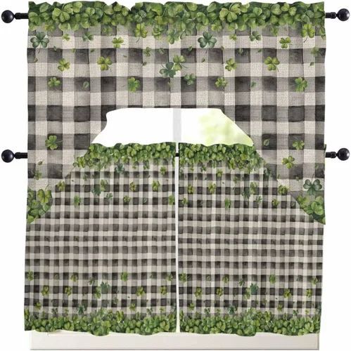 Miniatura 7 de Cortinas de cocina con cenefa de Pascua, cenefa con bolsillo para barra, paneles de cortina para dormitorio, sala de estar, baño, cafetería