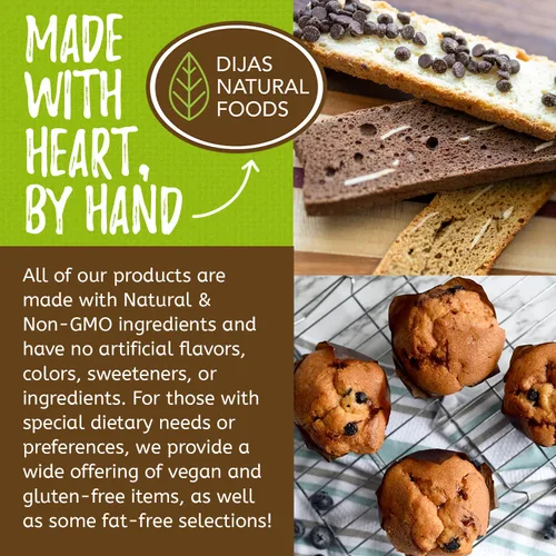 Miniatura 6 de DIJAS Natural Food s, Galleta de biscotti sin grasa, ingredientes naturales sin conservantes, delicioso aperitivo bajo en calorías (5 onzas)