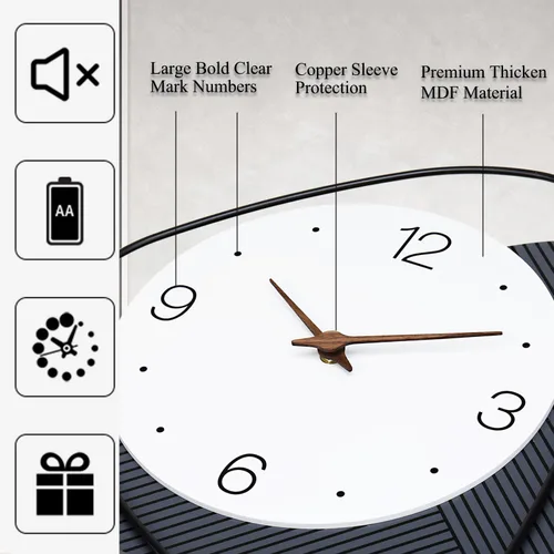 Miniatura 4 de Dankeit Reloj de Pared, Silencioso Sin Tictac de Cuarzo de Calidad Operado por Batería, Reloj de Pared Grande para Sala de Estar, Cocina, Hogar
