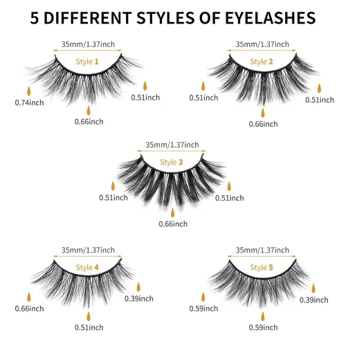 Miniatura 3 de DYSILK Pestañas de Visón de Aspecto Natural - Pestañas Postizas 5 Pares Pestañas 6D 5 Estilos Paquete de Pestañas Mixtas - Pestañas Wispy Pestañas 5