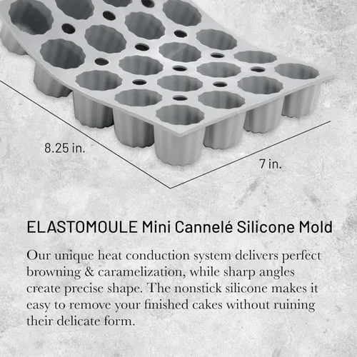 Miniatura 2 de de Buyer ELASTOMOULE - Molde de silicona con minicanele, crea 20 pasteles franceses, fácil de usar y limpiar, apto para lavavajillas