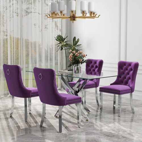 Miniatura 91 de Juego de comedor de 3 piezas con superficie de vidrio transparente, juego de comedor cuadrado minimalista moderno de 36'', juego de mesa de cocina