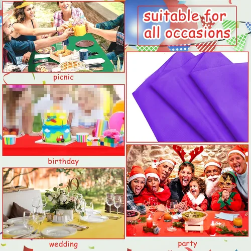 Miniatura 6 de Panelee Paquete de 6 manteles de plástico con diseño de arcoíris, desechables, colores surtidos, manteles rectangulares coloridos para fiesta