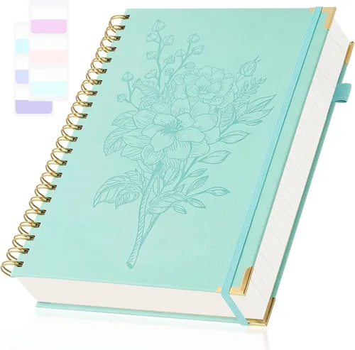 Miniatura 9 de Cuadernos de diario A5, cuaderno de espiral de tapa dura, cuaderno de cuero para mujeres y niñas, cuaderno de rayas universitarias con páginas