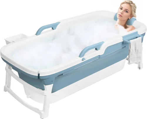 Miniatura 10 de Bañera plegable de 41 pulgadas para adultos, bañera portátil grande para ducha, bañera plegable sin esfuerzo para adultos para baños espaciosos