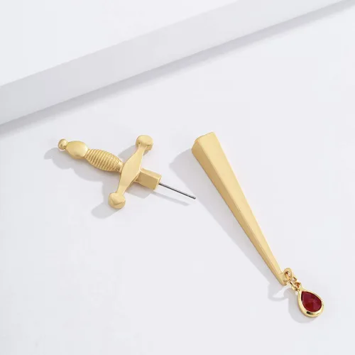 Miniatura 3 de Pendientes largos de espada gótica con forma de gota de sangre, pendientes vintage de espada de daga para mujeres y hombres de fantasía para fiestas