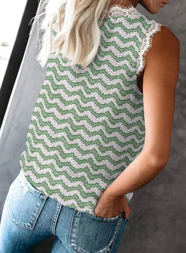 Miniatura 146 de VIISHOW - Camiseta sin mangas, sexy, con cuello en V y bordes de encaje para mujer, camisola de vestir, camisas de gasa, sin mangas, casuales