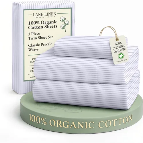 Miniatura 124 de LANE LINEN Sábanas 100% algodón orgánico para cama tamaño King, sábanas de percal suave, transpirables, de lujo, estilo hotelero, lavables a 09