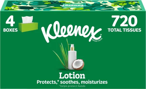 Miniatura 14 de Kleenex Loción de pañuelos faciales con aceite de coco, 8 cajas planas, 180 pañuelos por caja, 3 capas