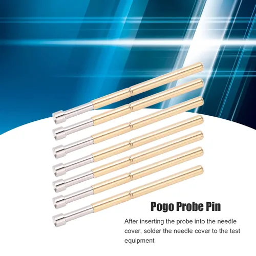 Miniatura 6 de 100pcs prueba de primavera Pogo Pin PCB Prueba Pogo Pin Cabeza cóncava Tipo Material de latón 2.02mm/0.1in Diámetro del tubo 33.35mm/1.3in Pasadores
