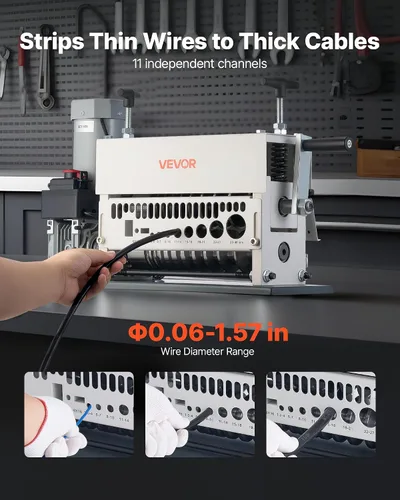 Miniatura 2 de VEVOR Máquina Pelacables Eléctrica, 0.06-1.57 pulgadas, Pelacables Automático de Cable de Cobre de 11 Canales, Herramienta Pelacables de 370W
