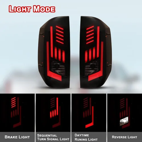 Miniatura 6 de ROXX Conjunto de luces traseras LED para Toyota Tundra 2014-2021, luces traseras con señales de giro secuenciales LED, luces LED DRL/freno, par
