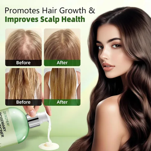 Miniatura 2 de Acondicionador de romero para el crecimiento del cabello: acondicionador hidratante espesante para hombres y mujeres con aceite de árbol de té