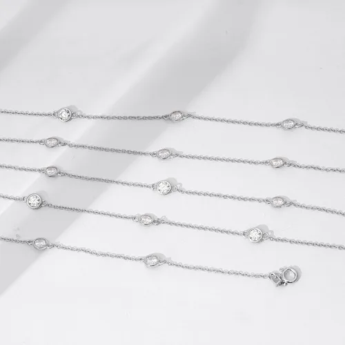 Miniatura 3 de Tienda Collection Platinum or Gold Plated Sterling Silver Station Necklace made with Infinite Elements Zirconia
