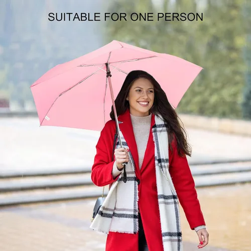 Miniatura 80 de LEAGERA Paraguas de viaje compacto para bolso, mango plano, impermeable para lluvia ligera