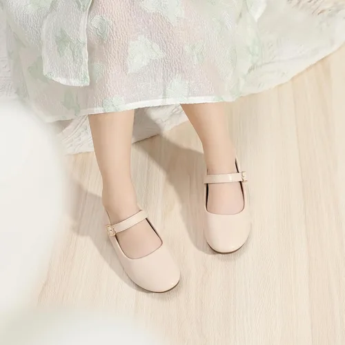 Miniatura 2 de PANDANINJIA Zapatos de vestir para niñas con diseño de flores y perlas, zapatos planos Adela para boda, fiesta, escuela, para niños pequeños
