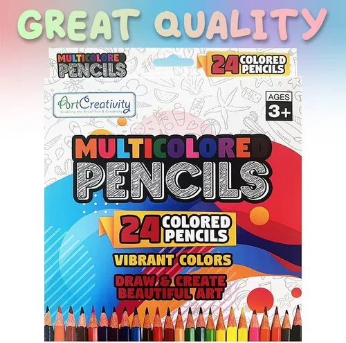 Miniatura 3 de ArtCreativity Lápices multicolores, paquete de 24 lápices de colores preafilados para niños y adultos, ideales para proyectos de arte escolares