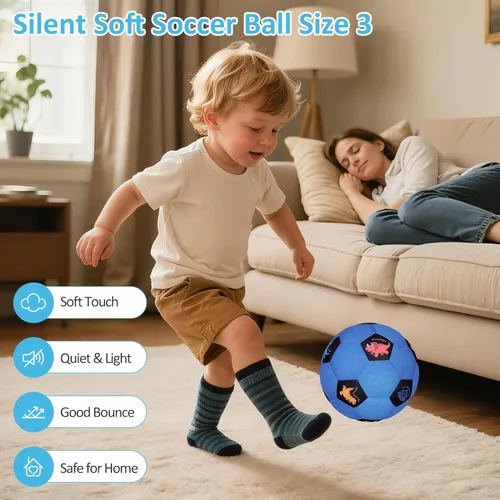 Miniatura 2 de Balón de Fútbol de Interior Tamaño 3 para Niños Pequeños, Pelotas de Fútbol Silenciosas Regalos para Niños y Niñas de 1-5 Años, Pelotas de Espuma