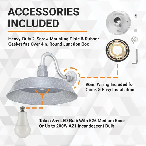 Miniatura 3 de 17 pulgadas. RLM Warehouse - Pantalla con brazo de cuello de cisne y bombilla Led A19 5000K de 9W