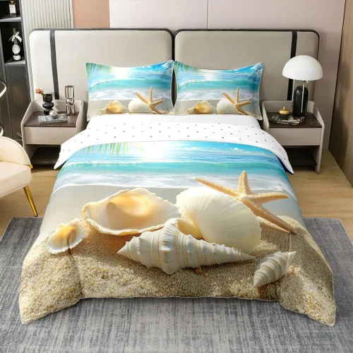Miniatura 13 de Juego de ropa de cama 100% de algodón natural con hojas de palmera, funda de edredón Monstera con hojas tropicales, rama de hojas tropicales, funda