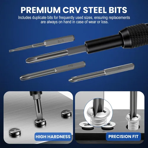 Miniatura 6 de Juego de destornilladores de precisión 152 en 1, kit de reparación electrónica con puntas magnéticas CR-V, kit de herramientas de reparación de Negro