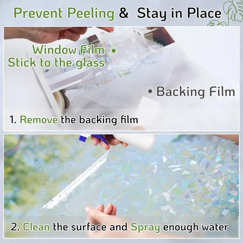 Miniatura 6 de LUTE - Película de privacidad para ventana, película de arco iris, adhesivo estático de vidrio manchado 3D decorativo, adhesivos de vidrio