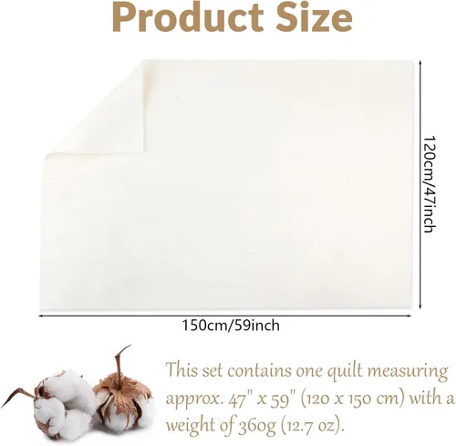 Miniatura 2 de Hoiny Edredón de algodón 100% natural, 47 x 59 pulgadas (1.6 yardas), transpirable, tamaño de cuna para acolchar, agarraderas, cuencos acogedores