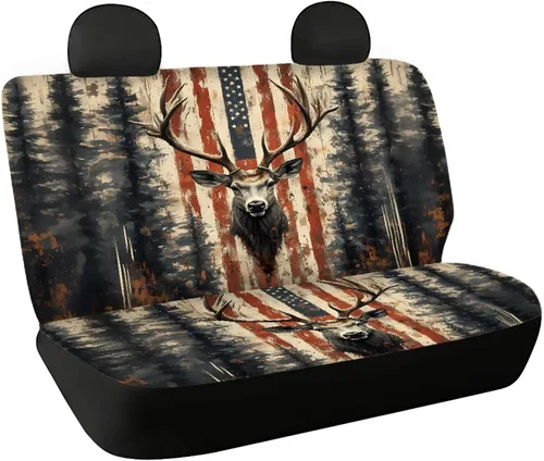 Miniatura 17 de AFPANQZ Funda protectora para asiento trasero de automóvil, con bandera patriótica estadounidense, solo para asiento trasero de automóvil, camión