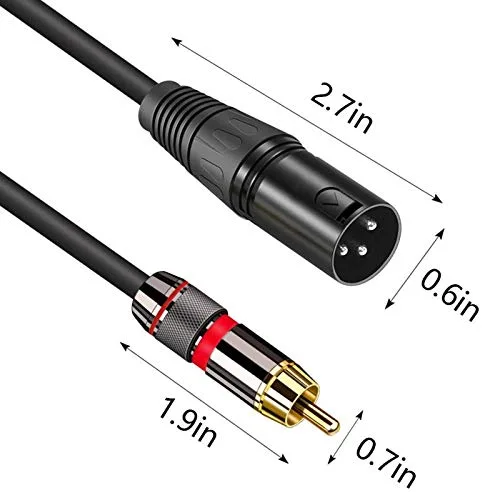 Miniatura 3 de Cable doble RCA macho a XLR macho, 5 pies, negro, interior, 4 pines, 0.236 in, macho a macho, transmisión de audio, compatible con altavoz