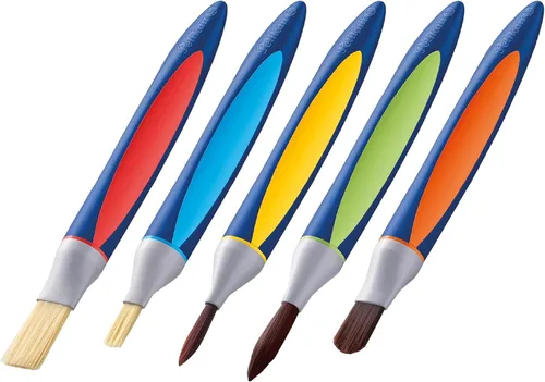 Miniatura 2 de Pelikan Griffix - Juego de pinceles de pintura para niños, 5 piezas ergonómicas con asas triangulares y cerdas sintéticas, suministros de arte