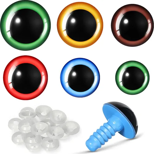 Miniatura 11 de WILLBOND 56 ojos grandes de seguridad, ojos de animales de peluche de plástico de 0.63 a 1.18 pulgadas, ojos de ganchillo artesanales para bricolaje