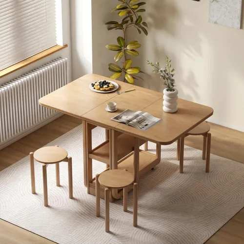 Miniatura 8 de Taburete apilable de roble, soporte pequeño para plantas, taburete redondo de madera para comedor, sala de estar, entrada, aula, escuela, 15.4 x