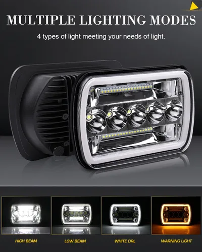Miniatura 2 de MAYELLO Faros delanteros LED de 5x7 y 7x6, aprobados por DOT, H6054, faros delanteros de haz sellado Hi/Low, compatibles con Jeep Cherokee XJ