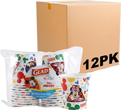 Miniatura 7 de Glad para Niños Vasos de Papel Desechables de Mickey y sus Amigos de Disney - Extra Resistentes, A Prueba de Remojo, Vasos de Papel Aptos para Niños