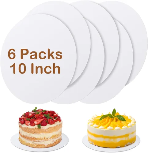 6 piezas de soportes para tartas, soportes para tartas blancos de 25,4 cm redondos, 100% cartón de grado alimenticio, soportes circulares para