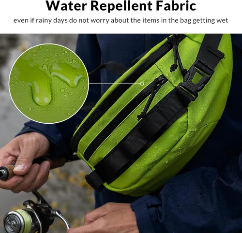 Miniatura 4 de THKFISH Riñonera de pesca, bolsa de aparejos de pesca, riñonera impermeable para mujeres y hombres, bolsa portátil Negro-Regular