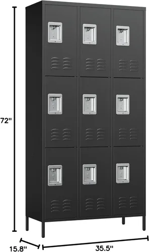 Miniatura 2 de SISESOL Taquillas de metal para empleados, armario de almacenamiento con cerradura con estante, grandes armarios para almacenamiento con patas