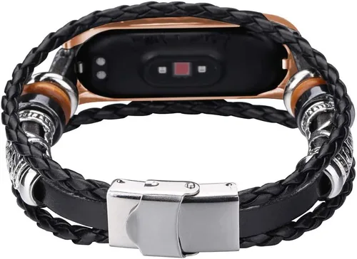 Miniatura 3 de Mi Band 6 - Correa de repuesto de cuerda trenzada retro con hebilla de metal, elemento de cuentas, pulsera ajustable para bricolaje, accesorios